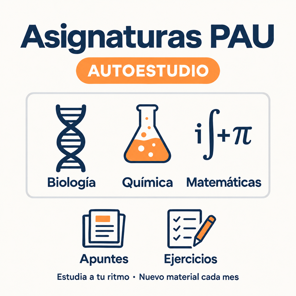 Asignaturas PAU – Autoestudio: apuntes y ejercicios de Biología, Química y Matemáticas